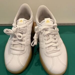 adidas VL Court 3.0 White Leather Trainers with Gum Sole  Size 6
